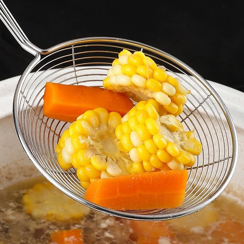 304 stainless steel kitchen tools filter oil residue foam spoon flour sieve frying pan | Дом и сад