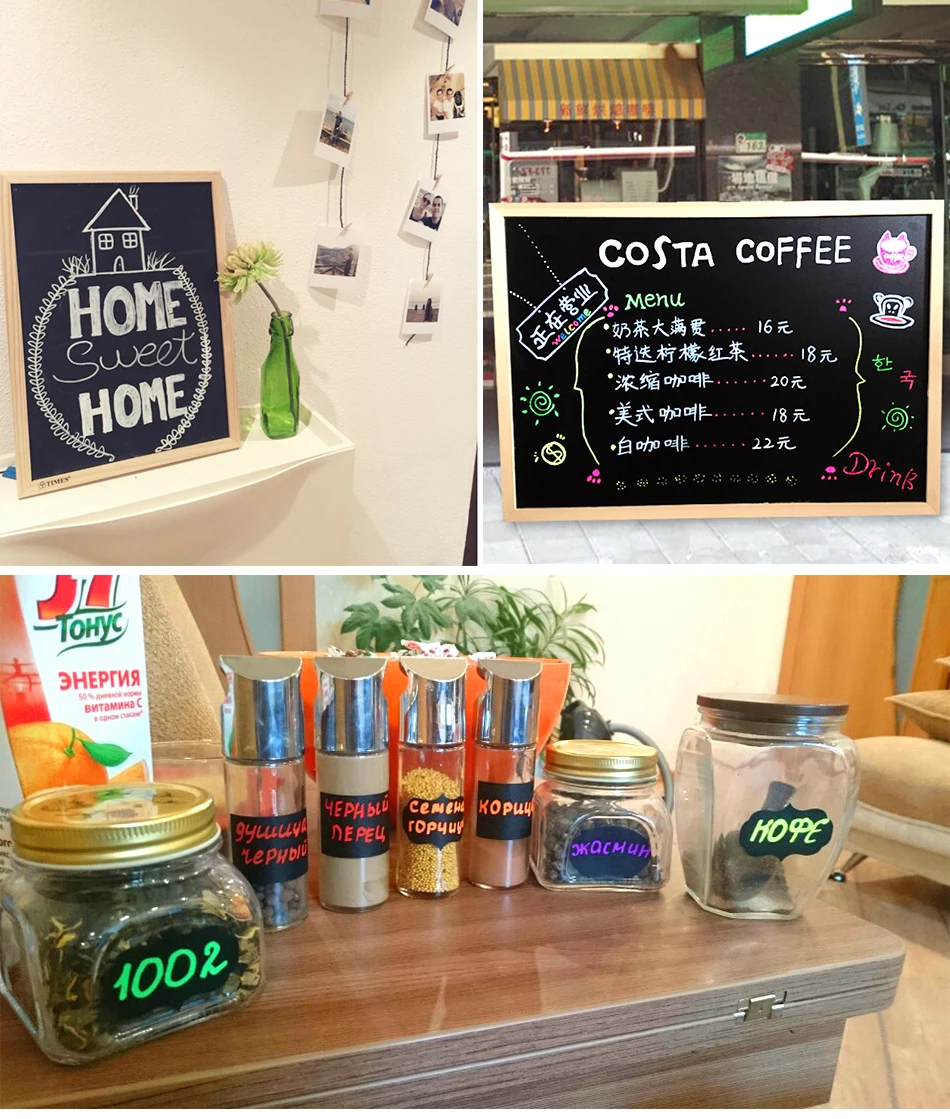 12 цветов жидкие Меловые карандаши наклейки для стен детская комната черная доска