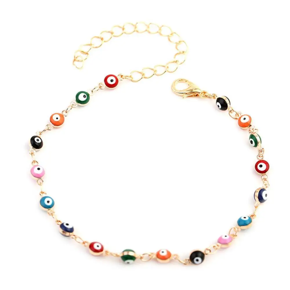 

Retro Women Colorful Eye Beads Adjustable Anklet Foot Chain Bracelet Jewelry