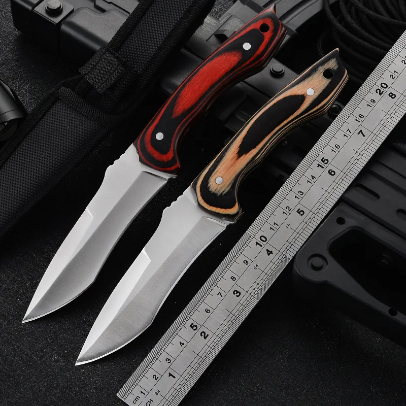 

57HRC Folding Knife Surface Sanding 3C3R13 Blade with Color Wooden Handle, 3.74-Inch Blade