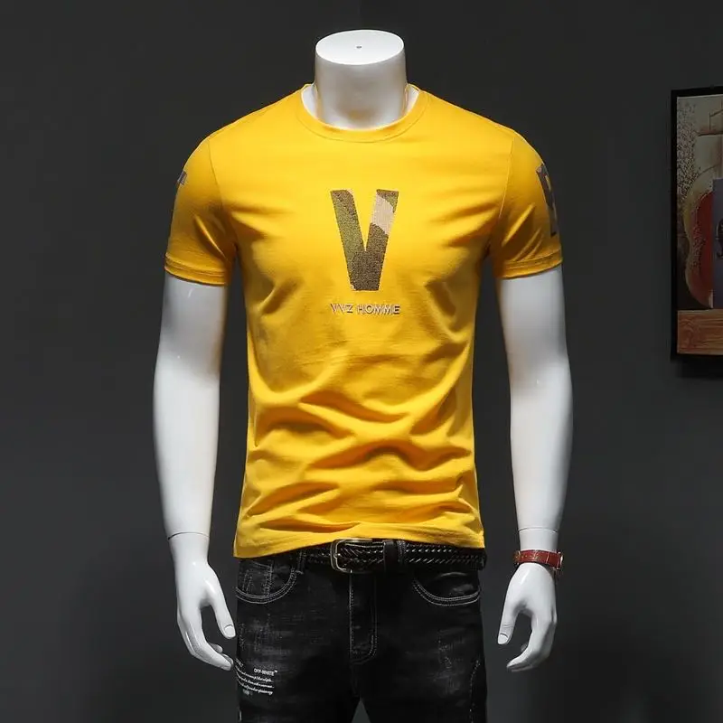 Футболка мужская с коротким рукавом круглым воротником из чистого хлопка