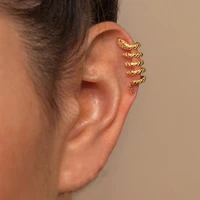fashion minimalism golden snake earrings clip ear buckle female high quality circle non piercing clip party jewelry