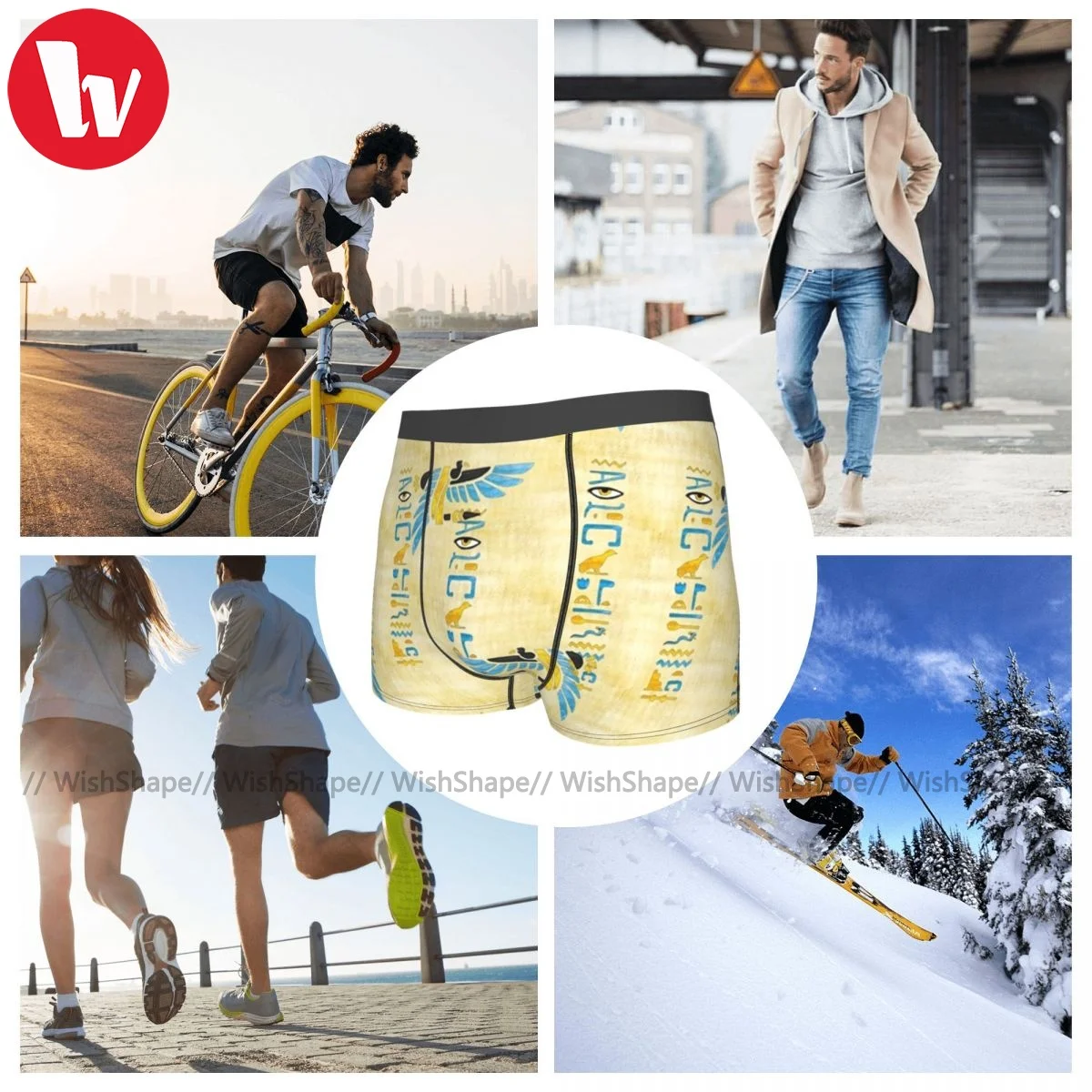 

Hieroglyphics Underwear Sexy Trenky Custom Trunk Polyester Pouch Male Boxer Brief