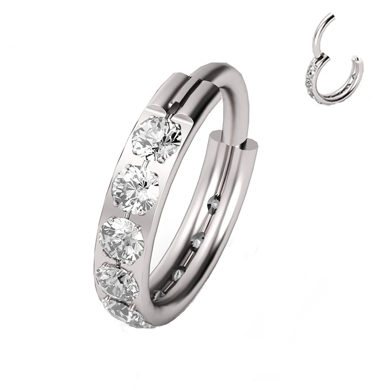 

Nose Ring Hinged Segment Surgical Steel Round Zirconia Charm Body Piercing Jewelry Ear Cartilage Earring Helix Lip Stud Jewellry