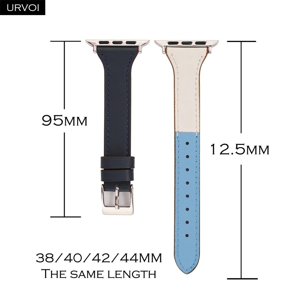 URVOI тонкий ремешок для наручных часов Apple Watch версии 5/4 3/2/1 пояса из натуральной