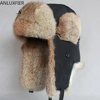 b8478 adult warm bomber hats male winter leather cap rabbit hair ear protection cap mens lei feng hat lady leisure bombers cap