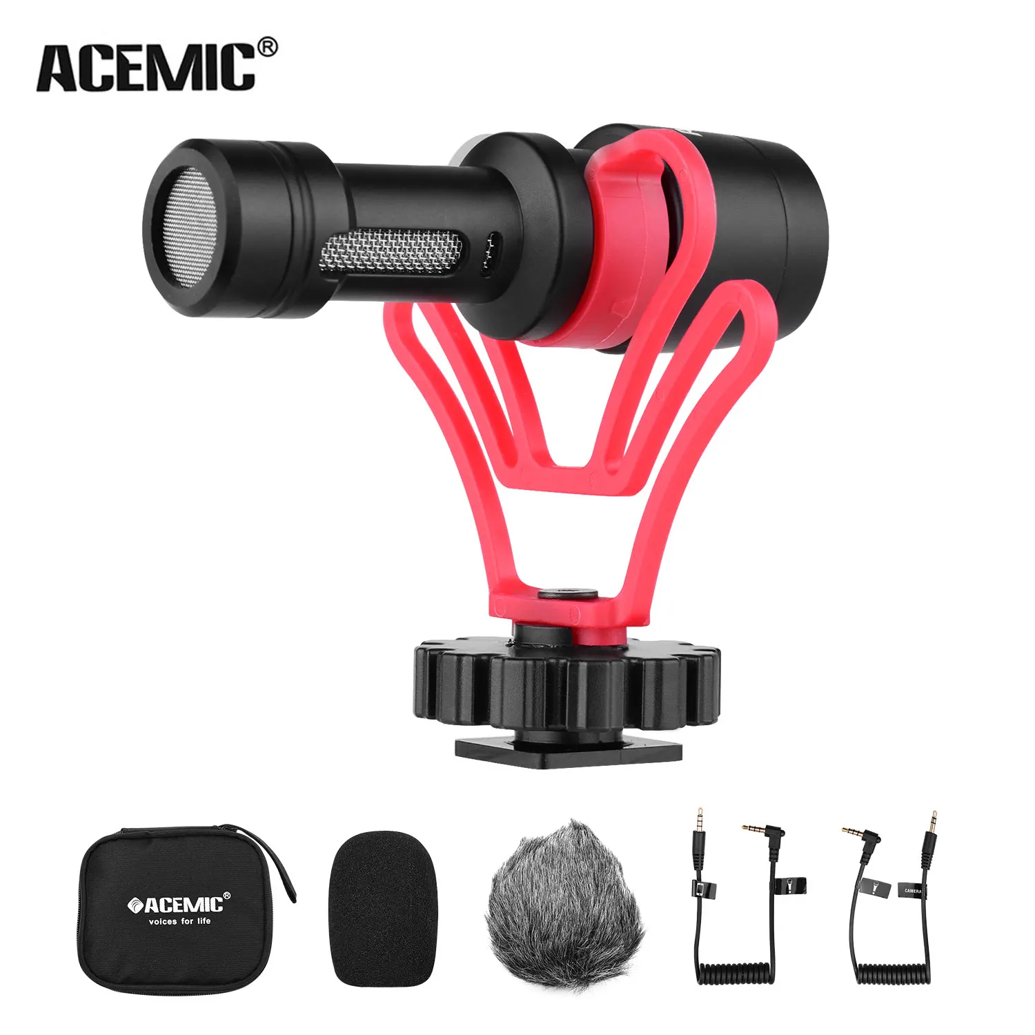 ACEMIC видео микрофон для наблюдения за наушниками w/3 5 мм TRS TRRS ветровое стекло