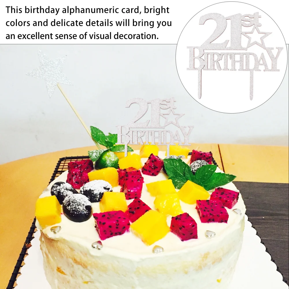 

5Pcs Cake Toppers 21st Birthday Acrylic Cake Toppers for Party