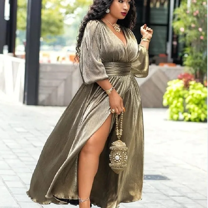 Новый стиль армейское зеленое Замшевое платье длиной до щиколотки женские