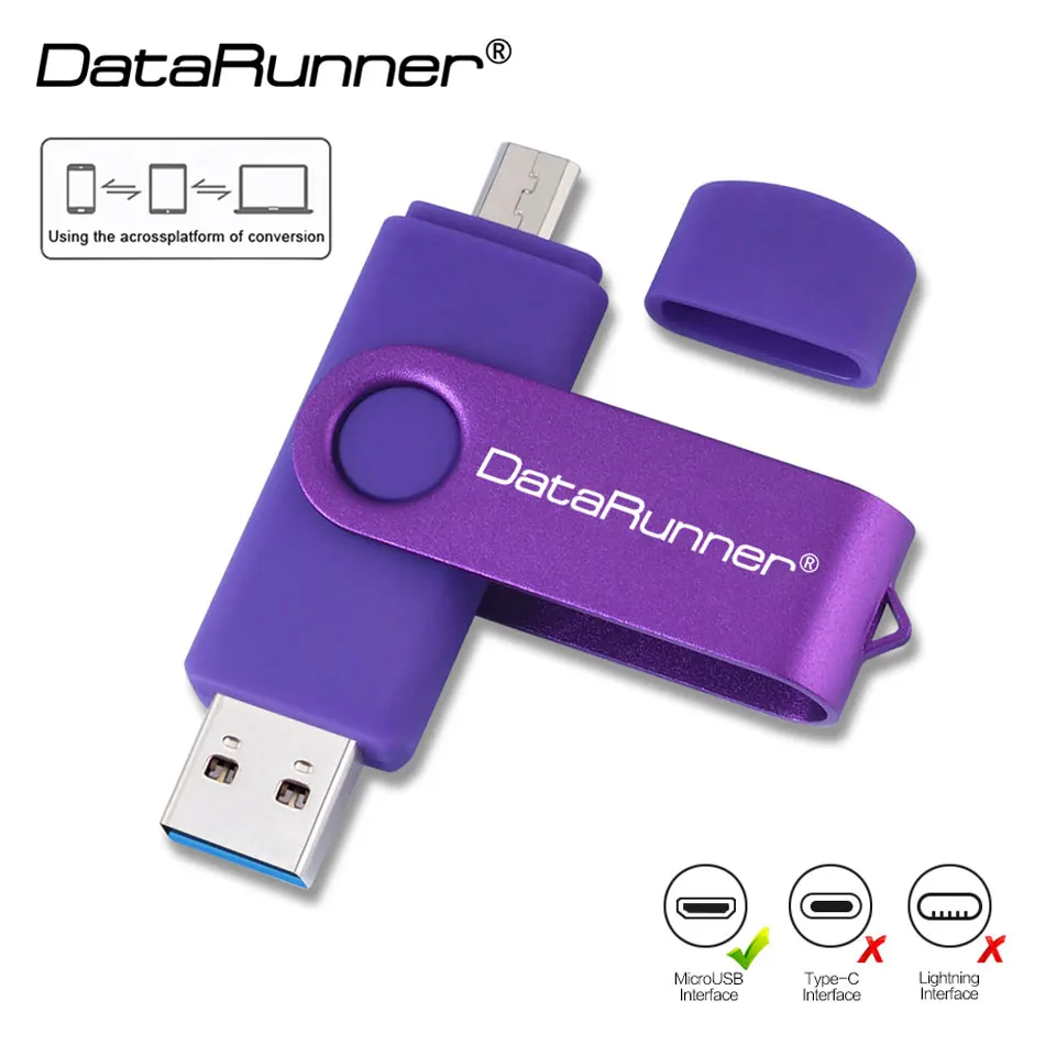

USB флеш-накопитель DataRunner USB 3,0, OTG, флеш-накопитель для Android/планшетного ПК, 16 ГБ, 32 ГБ, 64 ГБ, 128 ГБ, 256 ГБ, Micro USB флешка