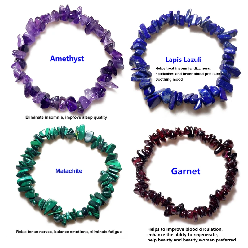 Natural Irregular Gem Stone Bracelet Stretch Chip Beads Nuggets Amazonite Rose Crystal Quartz Bracelets Bangles For Women | Украшения и