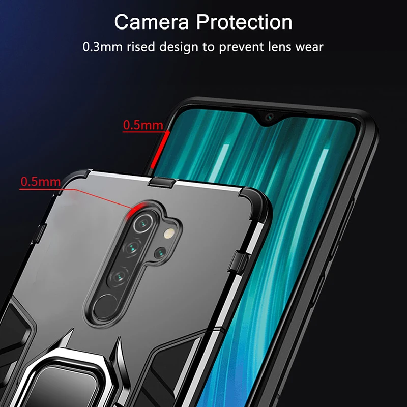 Чехол с кольцом для xiaomi redmi note 8 Pro роскошный противоударный бампер чехол телефона