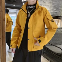 casual mens jacket 2021 autumn fashion solid bomber coats turn down collar spring new arrival tops short windbreaker clothing