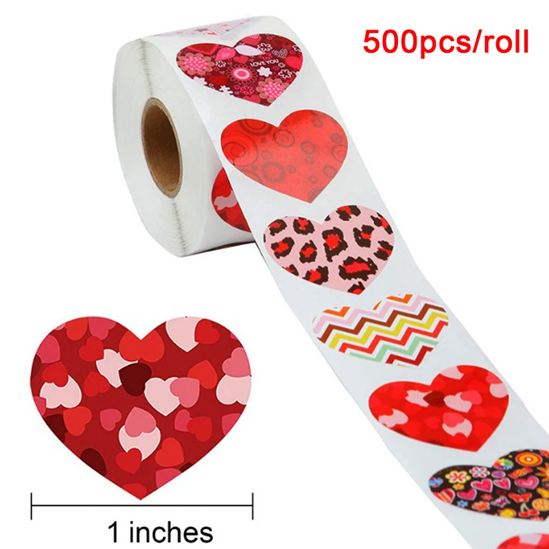 

500pcs/lot handmade Heart Design Seal DIY Multifunction Seal Sticker Gift Packaging Label Valentine's Day Sticker