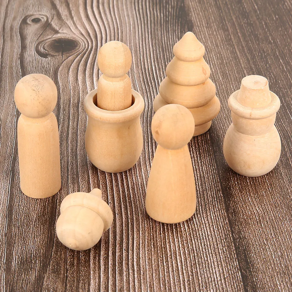 10 шт. твердая древесина люди разного размера естественные необработанные рампы