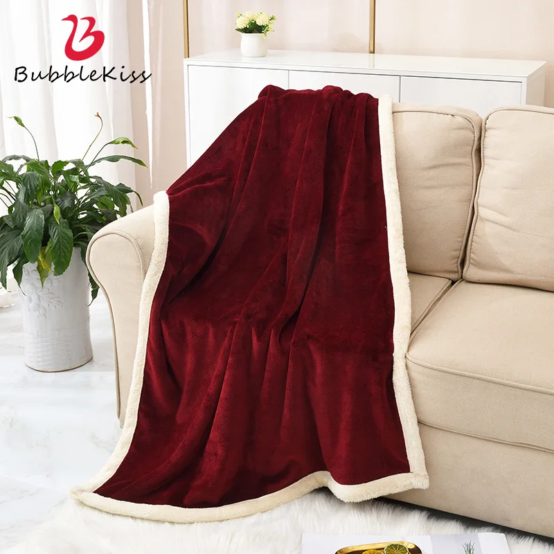 

Bubble Kiss Flannel Blanket Winter Home Double Layer Flannel Throw Blanket Soft Sofa Lunch Break Portable Travel Cover Blanket