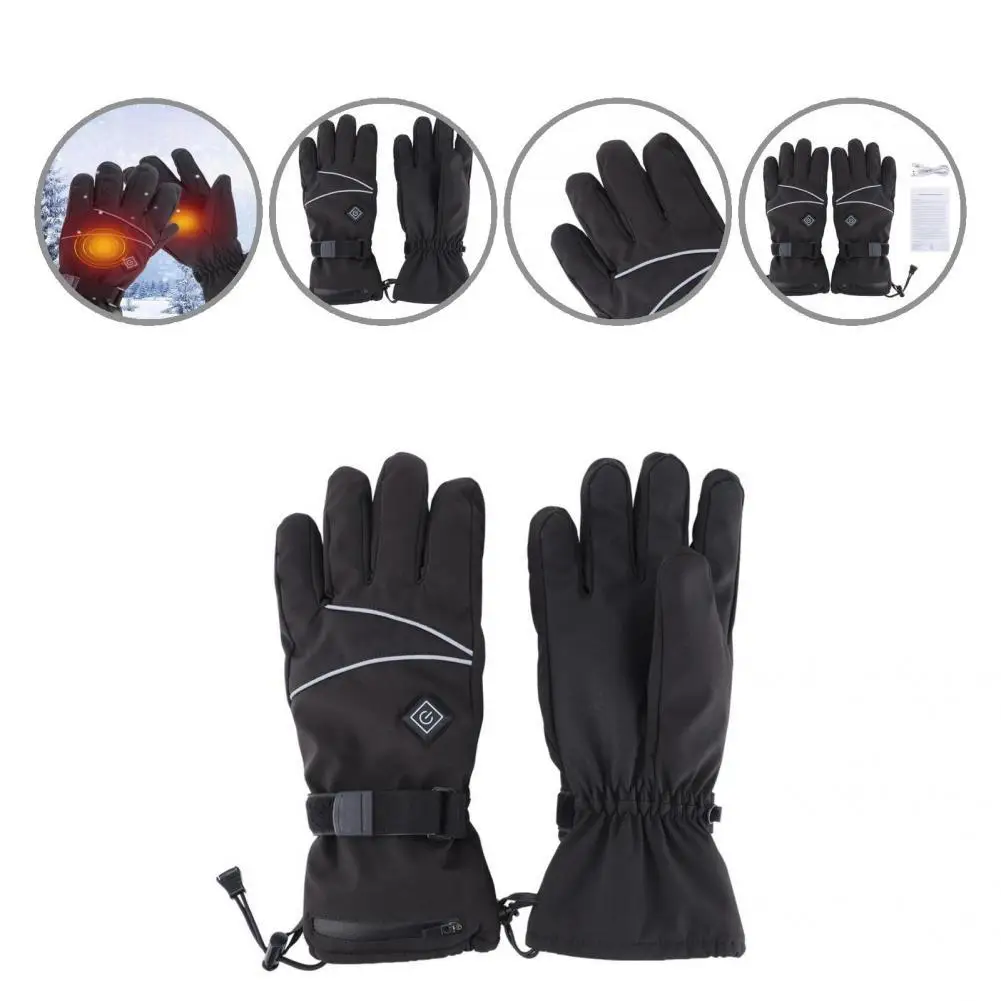

Compact 1 Pair Convenient Wind Resistant USB Mittens Polyester Heated Gloves Breathable for Skiing