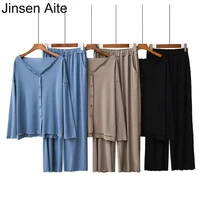 jinsen aite 2020 new pajamas set women spring autumn modal cotton long sleeve large size ladies sleepwear female clothes js868