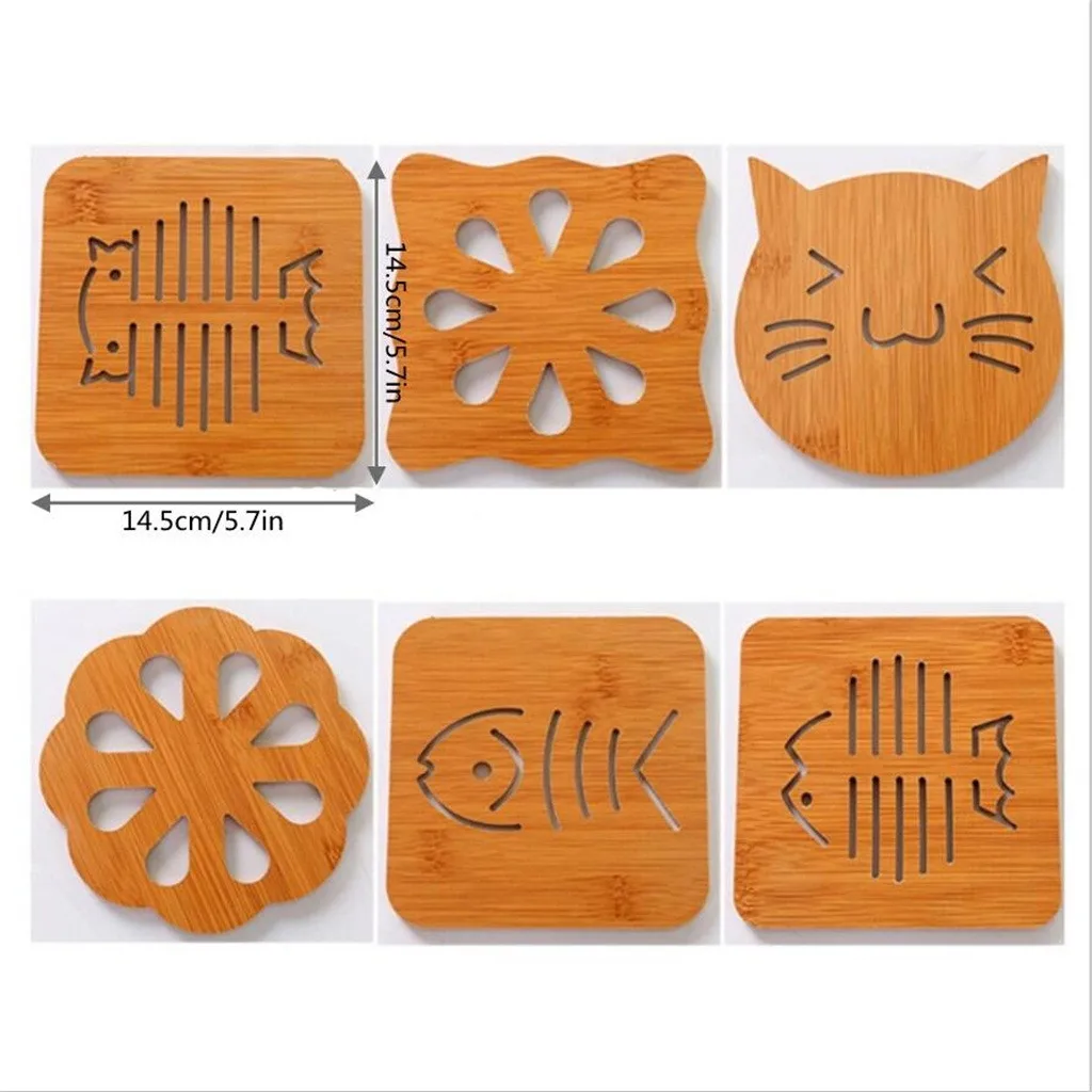 Деревянные подставки бамбуковый деревянный коврик для чашек мультяшный стола