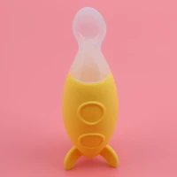 baby squeezing feeding spoon silicone feeding bottle training spoon infant cereal food feeder safe tableware