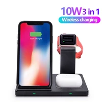 10w fast qi wireless charger stand for iphone 11 xs xr x 8 for samsung s10 s9 3 in 1 charging dock for airpods for iwatch