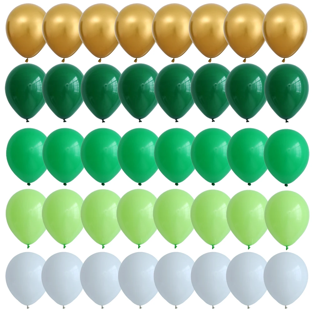 

40pcs mix 10inch Agate Green Balloons set Marble globos 12inch Metallic Confetti Ballon Jungle Animal Birthday Party Decors