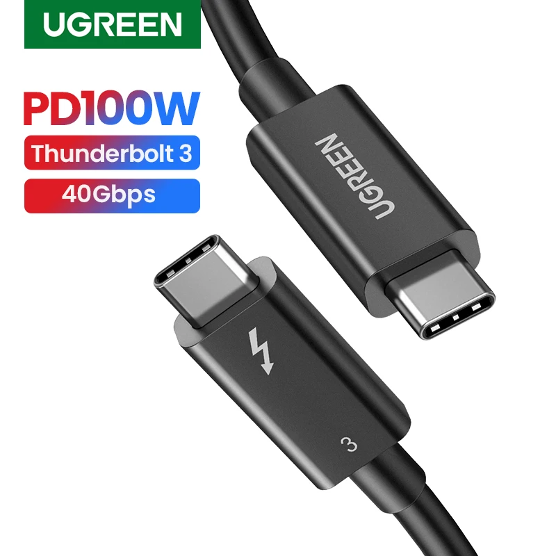 

Кабель UGREEN Thunderbolt 3,0 USB C к USB Type C для MacBook Pro PD 100 Вт, кабель для быстрой зарядки и USB-C 40 Гбит/с, кабель для быстрой передачи данных