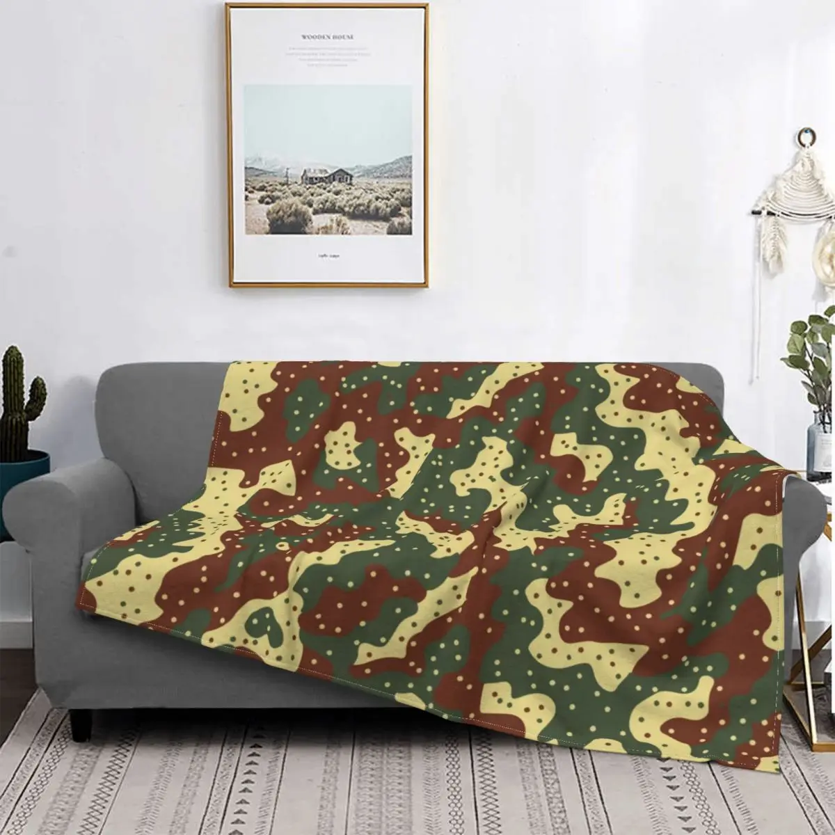War Two Ww2 Ambush Camouflage Blanket Camo Military Winter Warm Bedspread Plush Soft Cover Fleece Throw Blanket Bedding Bed