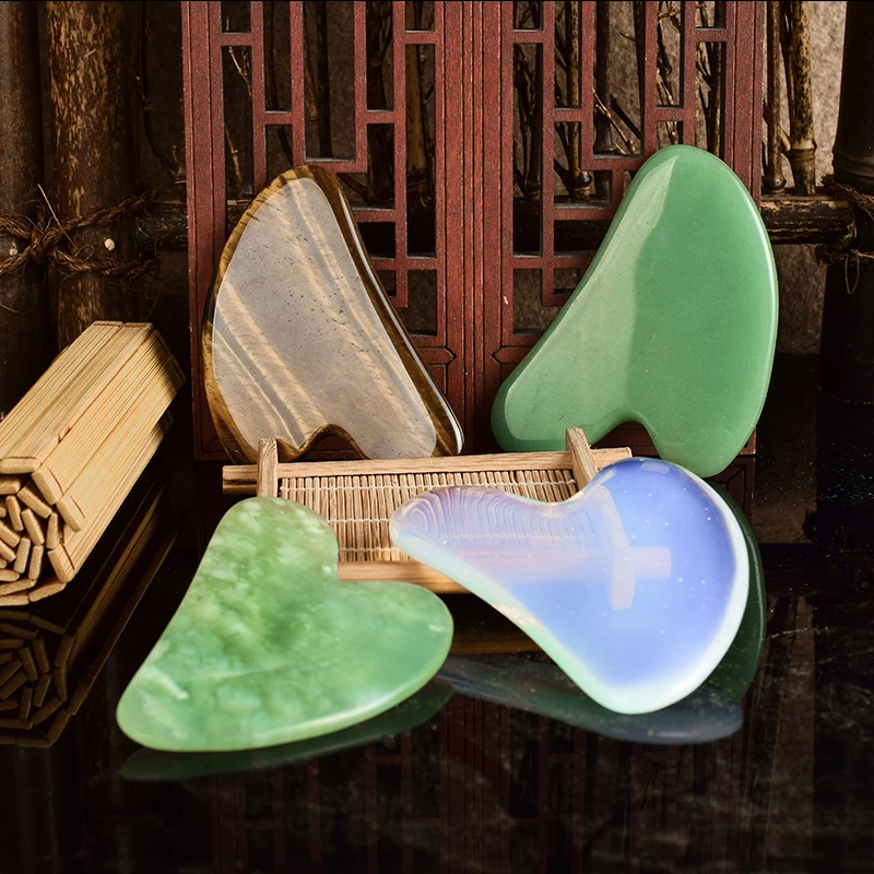 Натуральный кристалл Gua sha энергетический камень несколько материалов скребок доска кровообращение гуаша массаж гуашь лицо скребок для кузова