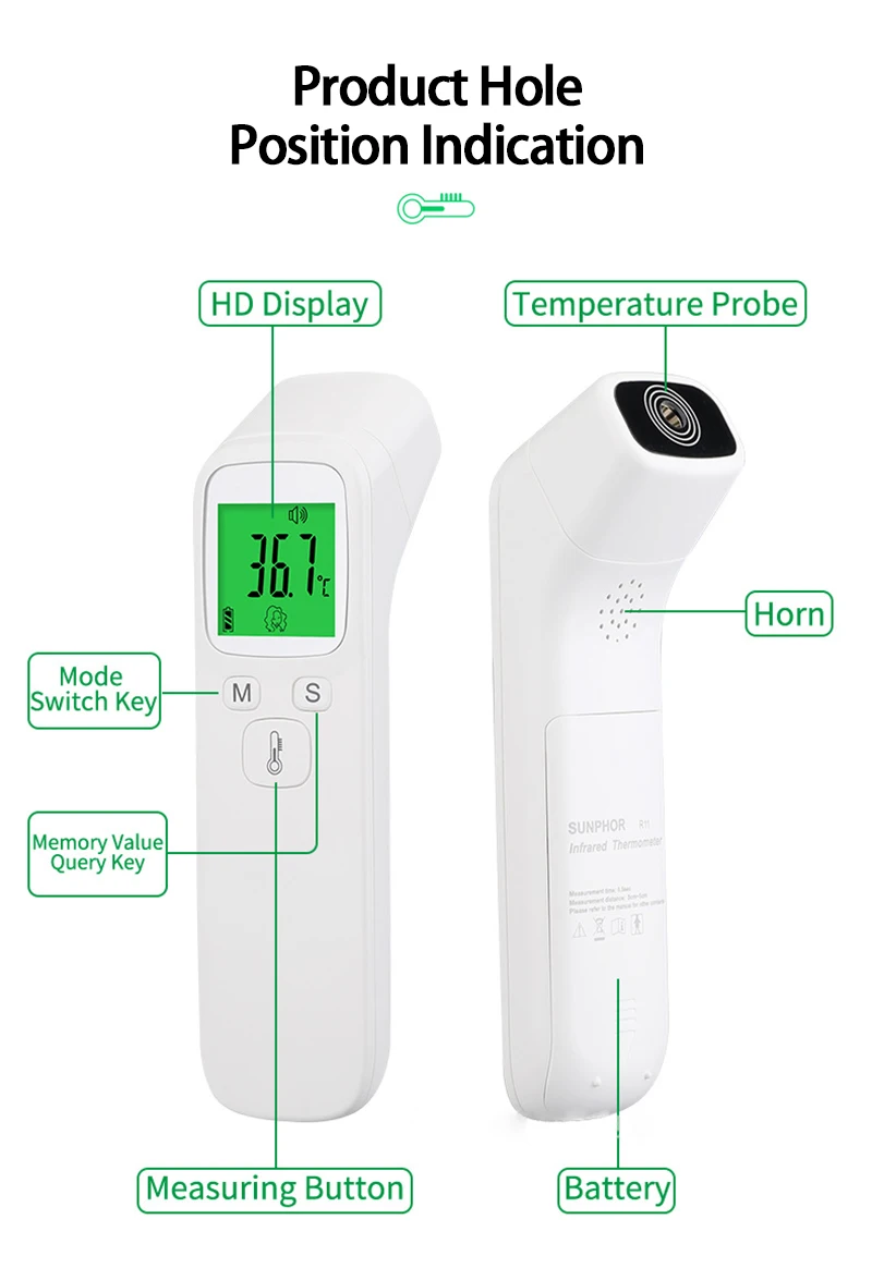

Mini Non-Contact Infrared Thermometer IR Digital Forehead Ear Fever Electronic Laser Body Temperature Home Outdoor Baby Adult