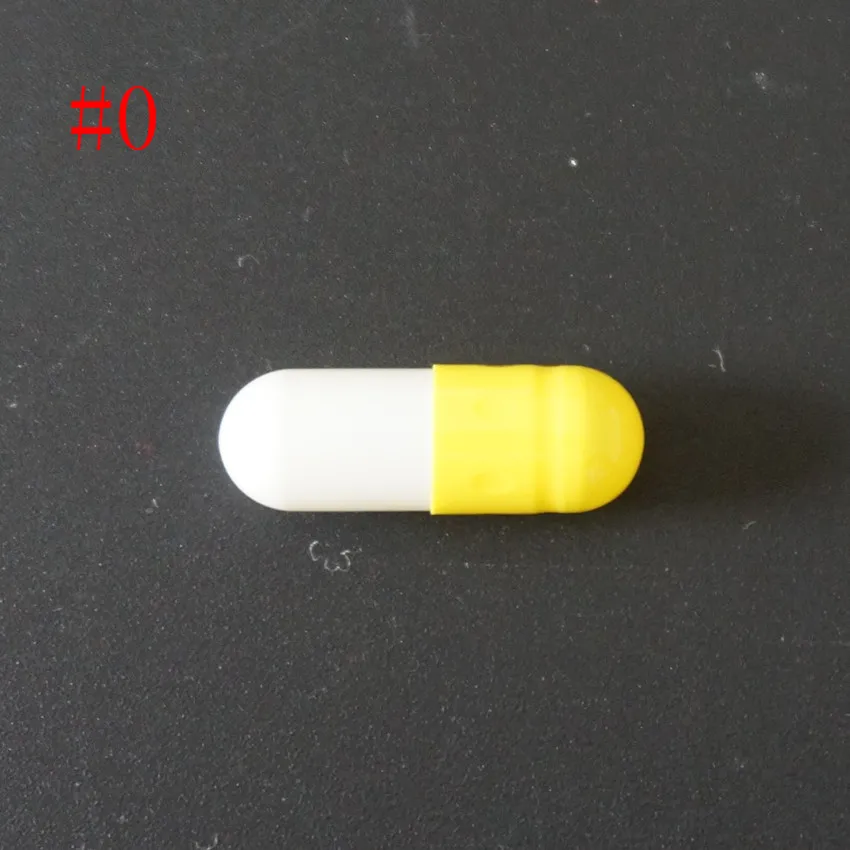 

0# 1000/2000/3000/500010000pcs 0 size Yellow+white Capsules High quality hollow gelatin capsules ,joined or separated capsules