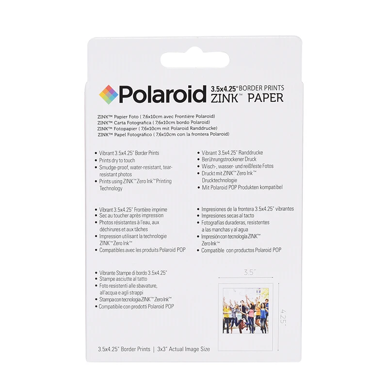 Фотобумага Polaroid 3 5x4 25 дюйма премиум класса Zink Border Print (40 листов) совместимая с