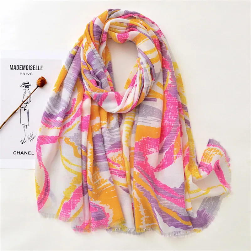 

2021 New Design Brand Women Scarf Van Gogh Painting Frange Viscose Spring Autumn Warm Wrap Hijabs Lady Pashmina Foulards Bandana