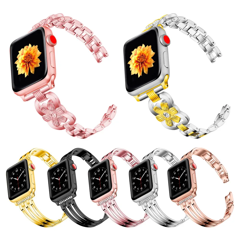 

New Metal Strap 45mm for Apple Watch Band 7 41mm iWatch SE Series 6 5 4 Watchband Bracelet Bling Replacement 44mm 40mm 38mm 42mm
