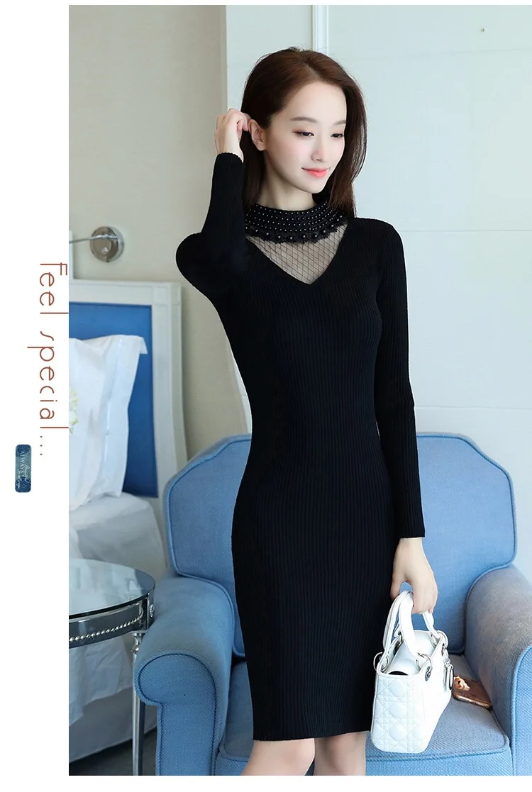 JS387J-2019 осенне-зимнее Новое Стильное модное платье с длинными рукавами | Женская