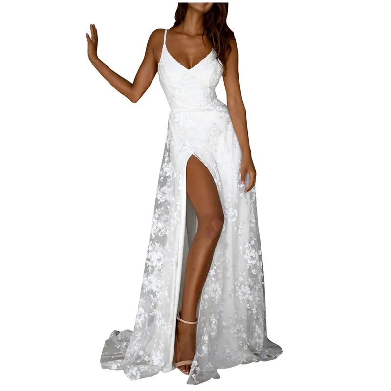 Женское летнее кружевное платье с V-образным вырезом без рукавов | Женская одежда