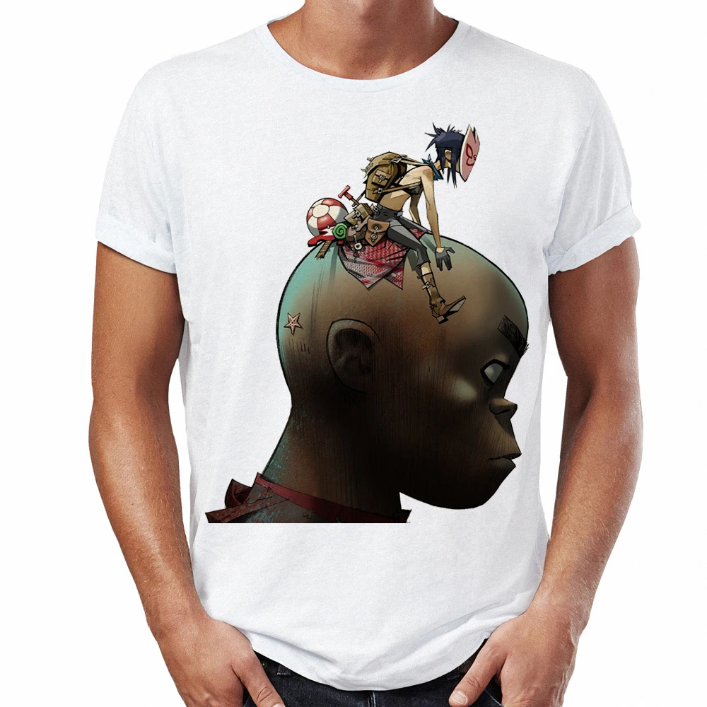Новые забавные мужские футболки индивидуальный дизайн Gorillaz Японская уличная
