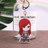 japanese anime fairy tail keychain double sided acrylic cute cartoon characters bag backpack charm accessories keyring fans gift