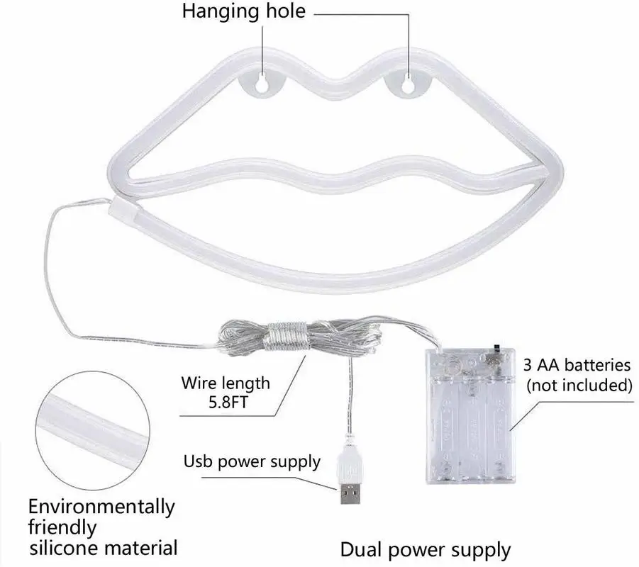 Светодиодный неоновый светящийся Колокольчик для губ в форме кактуса