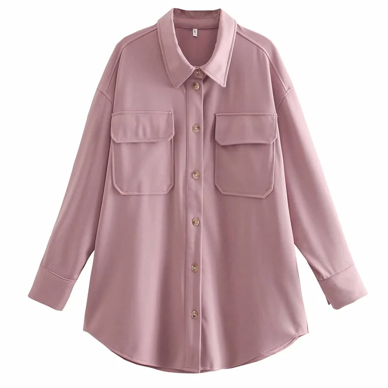 

Woman Casual Beige Oversized Shirt Jacket Female Vintage Oversized Long Sleeve Jackets Ladies Streetwear Outwear