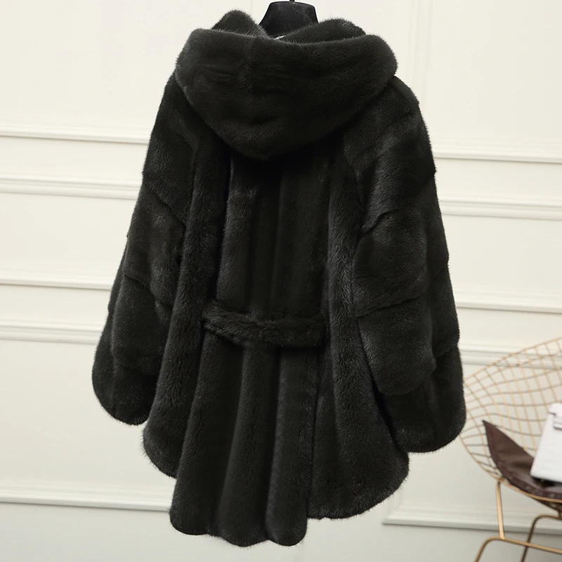 inverno новая полностью из норки шуба longa seque das mulheres balancha onda Da Moda com capuz casaco de pele de vison - Цвет: Кораллово-Красный