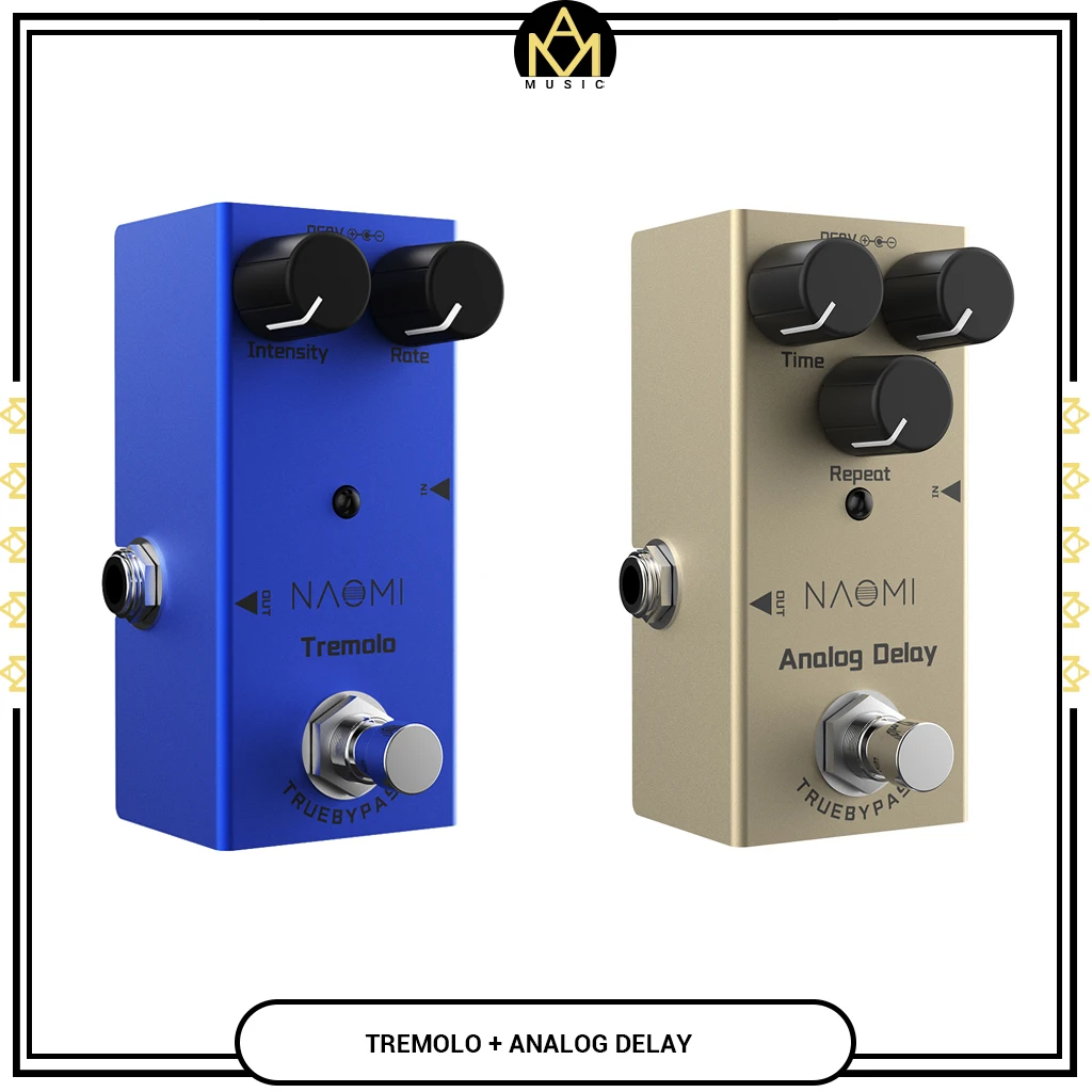 

2pcs Guitar Effect Pedals Tremolo+Analog Delay Mini Single Pedal DC 9V Adapter Powered True Bypass Studio Grade Compressors
