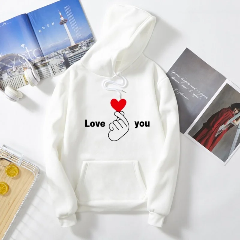 

HZVZ Sweater 2021 New Summer and Autumn Women's Love Printing Loose Long-sleeved Korean Hedging Style Men's and Women's Pullover