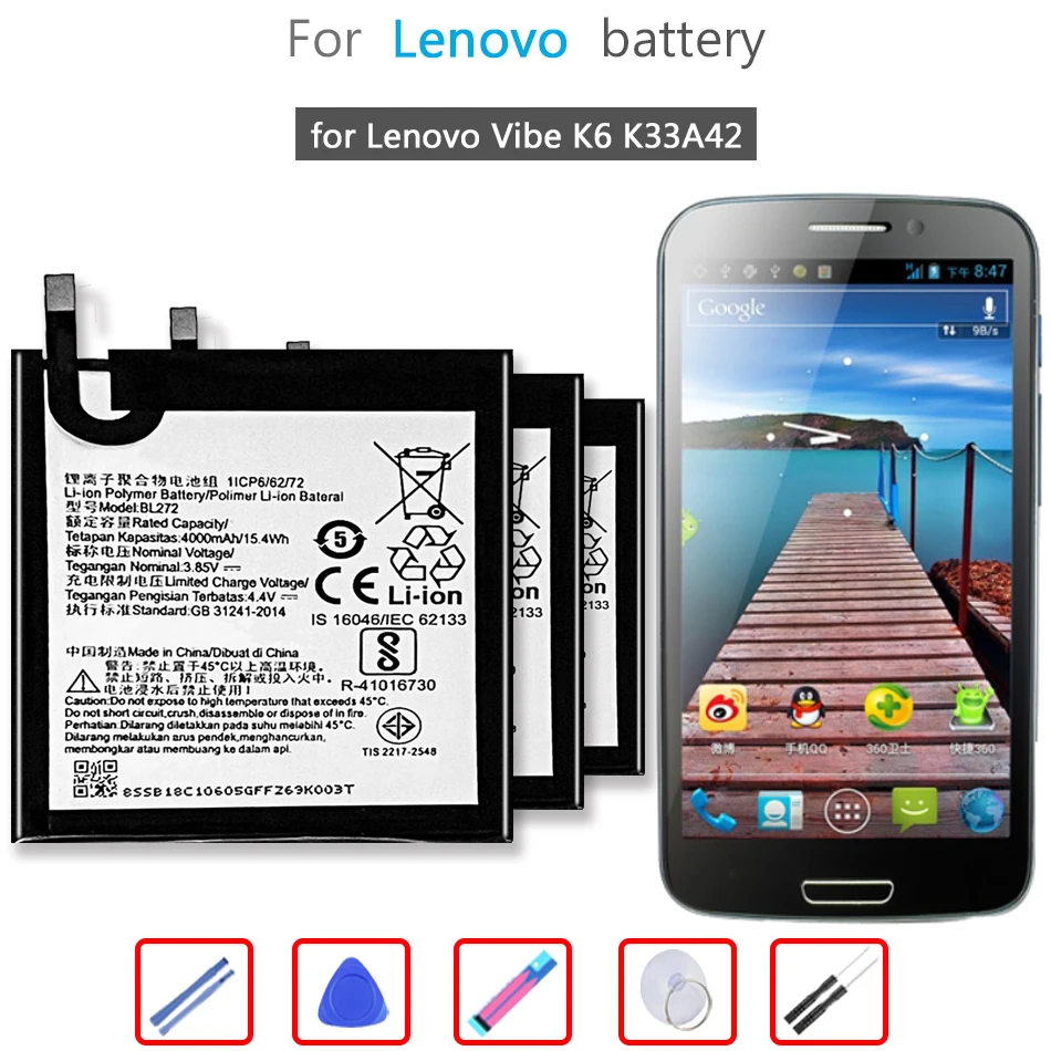 

BL272 4000Mah Replacement Battery for Lenovo Vibe K6 K33A42