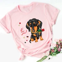 pink dachshund mom graphic t shirts women summer vintage tshirt dog lover tees girls casual t shirt short sleeve tops streetwear