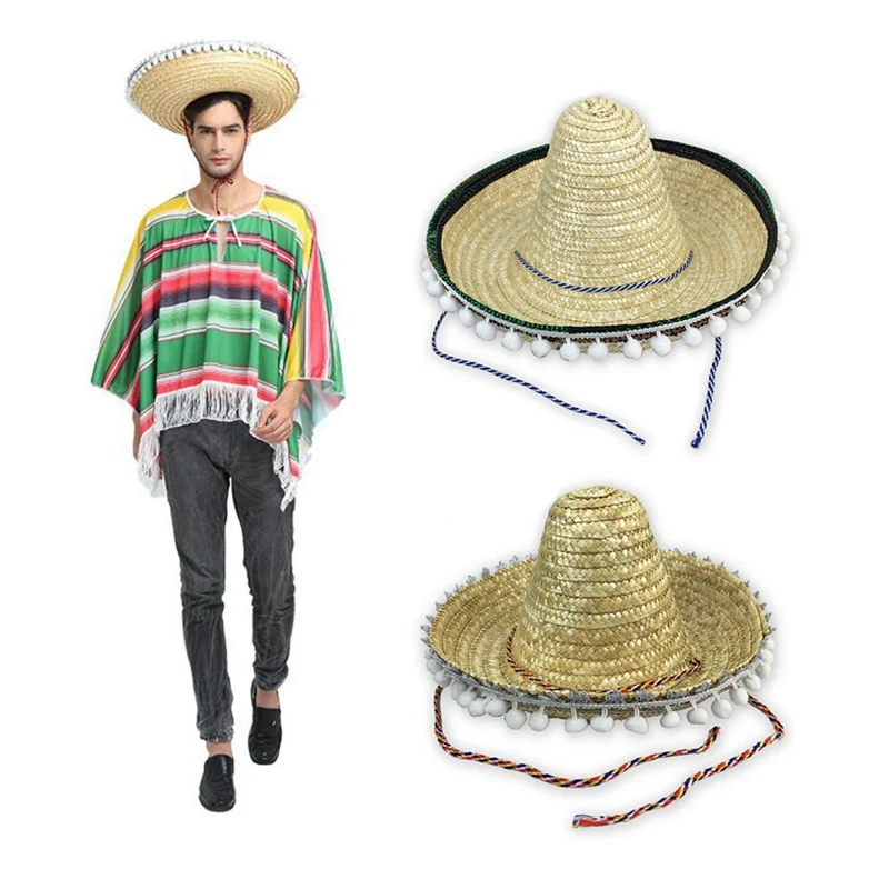 Натуральный мех соломенная мексиканская шляпа сомбреро женские Красочный день