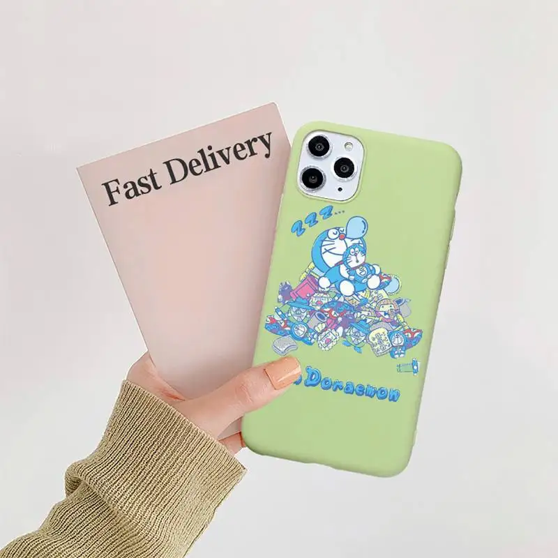 

Doraemon Cartoon robot lovely cat Phone Case Candy Color for iPhone 11 12 mini pro XS MAX 8 7 6 6S Plus X 5S SE 2020 XR