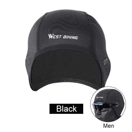 A style Black WEST BIKING зимняя велосипедная Кепка, ветрозащитная Теплая Флисовая шапка для бега, катания на лыжах, мотоцикла, головной убор, бандана, велосипедная теплая Кепка s - Цвет: A style Black