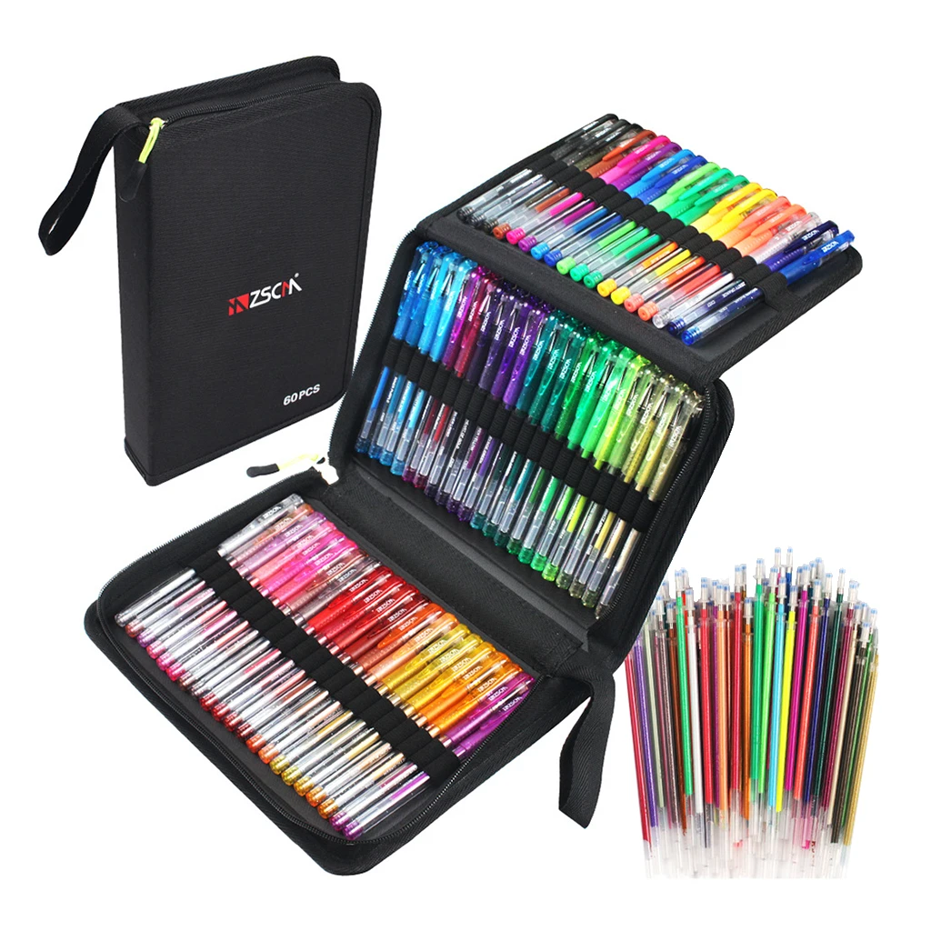 Juego de bol&iacute;grafos de Gel con purpurina para adultos, rotuladores art&iacute;sticos para libros de colores, 121 unidades-5