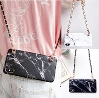 classic marble pattern crossbody phone case for huawei mate 20 30 pro lite p20 p30 p40 pro lite soft cover with long strap chain